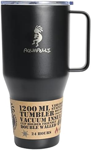 Чаша Aquapelli с вакуумна изолация и дръжка, 40 Грама, Тъмно-черен