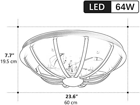 YVAMNAD 23,6 Инча Вътрешен вентилатор на Тавана с осветление Ултра Тих вентилатор на Тавана Модерни плафониери за помещения в 3 Цвята И 3 Скорости на Вентилатор на Тавана LED Smart Iron Художествен Фен Light