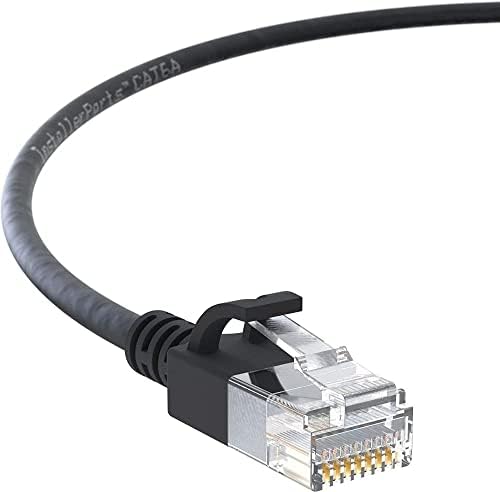 Инсталационните части на Ethernet Кабел основа cat6a Тънък Кабел UTP с качването на 2 фута (10 бр) - Черен - Професионалната серия - Мрежа / високоскоростен интернет-кабел 10 Гигабита/ секунда, 550 Mhz, 28AWG