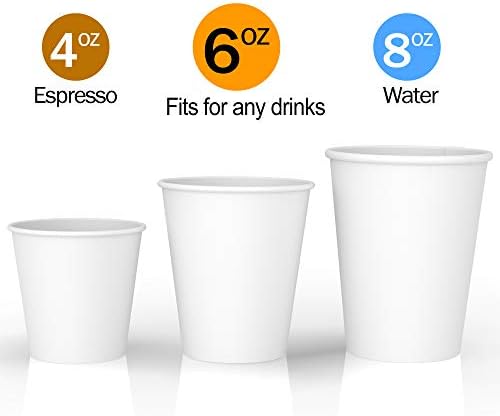 универсални бели Картонени чаши с обем 6 унции (50 карата) - чаши за топли напитки, кафе, чай, вода и студени напитки - добра хартиена чаша за домашна баня