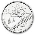 25-центовая Тиражная монета за ски Ванкувър 2010