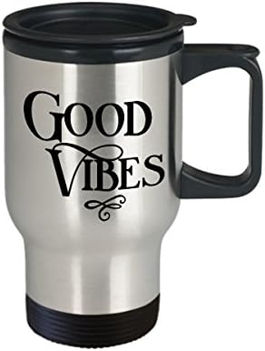 Чаша за пътуване Good Vibes - Сантиментална, Мотивирующая, Вдъхновяваща Чаша за кафе и чай С позитивни думи, са Чудесен подарък за годишнина от сватбата.