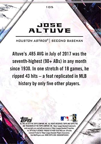 2018 Topps Fire Baseball 105 Хосе Алтуве Хюстън Астрос Целева Ексклузивната Търговска MLB карта