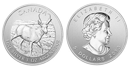 2013 CA Candian Wildlife Series Антилопа Сребърна Монета Долар, Без да се прибягва