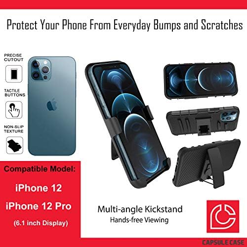 Калъф Ohiya е Съвместим с iPhone 12 Pro [Защита от военен клас, Ударопрочная Сверхпрочная кобур-стойка, Защитен Черен калъф за iPhone 12 с 6,1-инчов дисплей (розово cupcake)