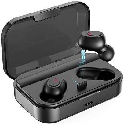 Безжични слушалки Erligpowht Bluetooth 5.0 с зарядно калъф с капацитет от 2000 mah, стерео слушалки с непрекъснатото възпроизвеждане на 90 часа, Вграден микрофон, Слушалки Премиум-клас с Дълбоки бас за спорт