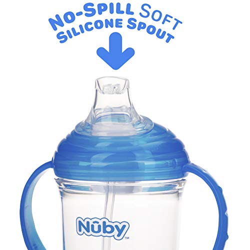 Чаша от Тритана Nuby 360 Grip N' Sip към 8 унция, Утяжеленная соломинкой с Хигиенна капачка, Синя
