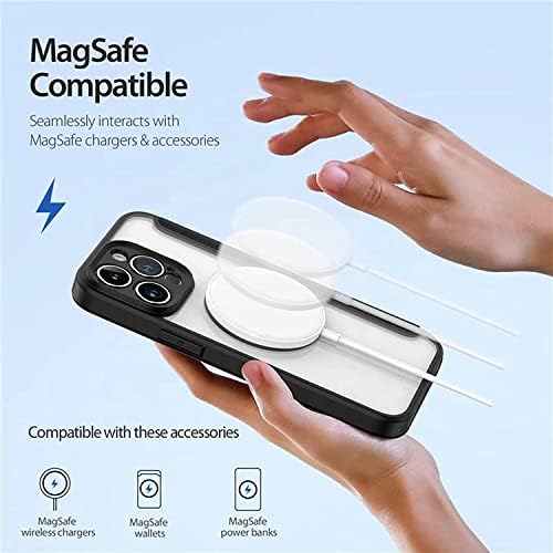 Чанта-портфейл KOSSMA за iPhone 14/14 Plus/14 Pro/14 Pro Max, Тънък магнитен Флип калъф от висококачествена кожа с прозрачен заден панел за вашия КОМПЮТЪР със защита на фотоапарата, съвместим с безжична зареждане (Цвят: