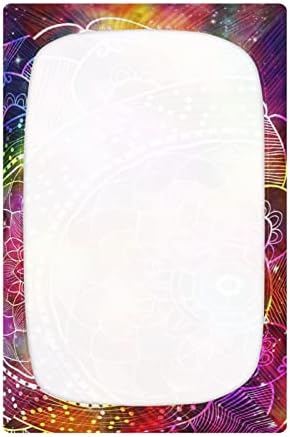 ALAZA Цветни Чаршафи за легла с изображение на Галактиката Мандала, Чаршаф за Люлка за Момчета и Момиченца, Мини Размер 39x27 инча