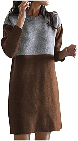 Дамска Мода Зима Свободна Писта Цветен Пуловер Рокля-Пуловер Празнични Рокли