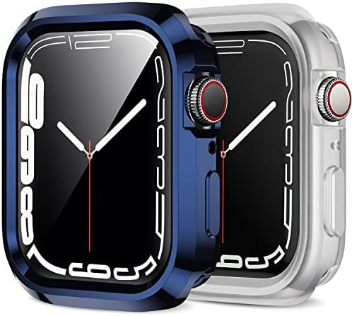 Amizee 2 Pack е Съвместим с корпус Apple Watch Series 8 Series 7 41 мм Series 6 SE 5 4 40 мм, Ултра-защитна броня с покритие от мека TPU, съвместим с iWatch (син / прозрачен)