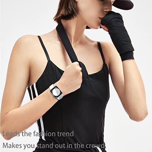 Предназначен за Apple Watch band 38 мм 40 мм 41 мм, каишка за спортни часа iWatch Series7 6 5 4 3 2 1 SE, Актуализирайте Регулируем мек силиконов Взаимозаменяеми каишка, гривна, за жени и за мъже (светло сиво/бяло)-1