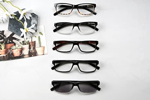 Eyekepper 5 Опаковки Очила за четене за мъже Включва Слънчеви Очила за четене на Пролетта панти Класически Очила-Лъжци + 2.00