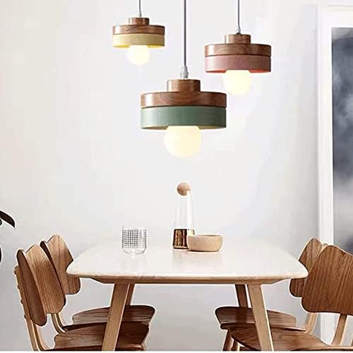 Полилей Nordic Macaron, Модерен Индустриален Окачен лампа в Тавана лампа от масивно дърво, Прости Тела E27 за Спални, Хол, Офис, Трапезария (Цвят: черен)