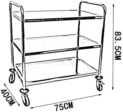 Количка за MTYLX, Количка, Битови Многослойни колички, Количка За обслужване на склада, 3 Слой Дугообразной химикалки, устойчиви на Висока температура, Лесен за монтаж, 2 размера, Металик, 75X40X83,5 см