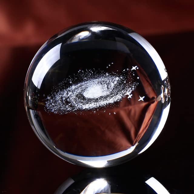 XIAOJIA 6/8 см Диаметър на Globe Galaxy Миниатюри Кристална Топка 3D Лазерно Гравиране на Топката от Кварцово Стъкло Сферата на Аксесоари За Украса на Дома Подаръци-8 См, просто Топка