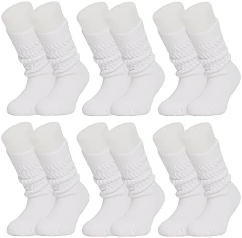 AWS/Памучни Бебешки Дълги Чорапи американска продукция, Чорапи до коляното, 6 Двойки, От 3 до 12 Години
