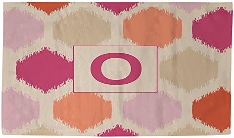 Подложка за баня Dobby ръчно работа за мебелисти и на тъкачи, 4 на 6 метра, Буквата О с монограм, Розово Батик