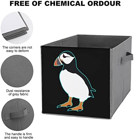 Кутии за Съхранение Puffin Bird Кубчета Сгъваеми Тъканни Организаторите с Дръжки Чанта за Дрехи, Кутия за Книги кош за Играчки за Рафтове в Килера 10,6