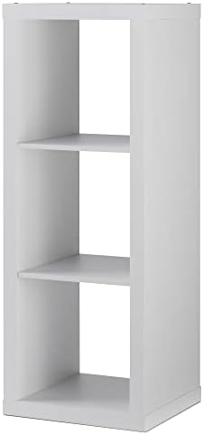 3-кубиков органайзер за съхранение на рафт за книги (цвят: бял текстура)