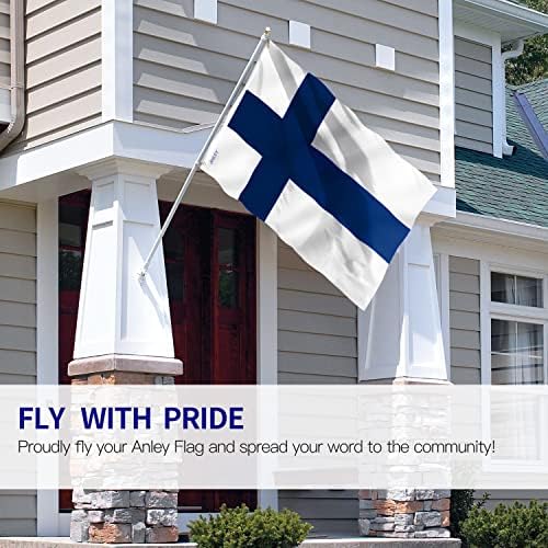 Флаг Финландия ANLEY Fly Breeze размер 3x5 фута - Ярък цвят и защита от избледняване - Платно надмощие с двойна миг - Национални знамена във Финландия от полиестер с медни втулками с размери 3 Х 5 метра