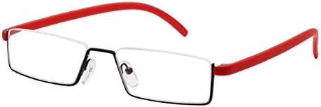 REAVEE, стилни дамски слънчеви очила за четене в полукадровой ръбове, полуобъектив, леки правоъгълни метални ридеры с чехлами, червен + 2.0