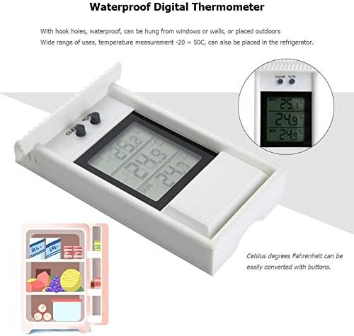 UXZDX CUJUX Водоустойчив Цифров Уличен Термометър-Влагомер за Измерване на температурата и влажността на Хладилника (Цвят: черен)