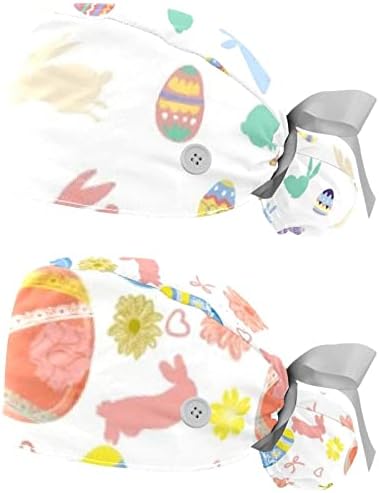 Happy Easter Eggs Регулируема Работна Шапка с държач за cauda equina, 2 бр., Шапка-Търкане, Пищната Шапка за Мъже и Жени Един Размер
