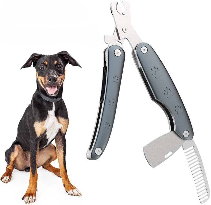 Популярни на нокторезачки за домашни любимци, ножица, мултифункционална четка за коса от неръждаема стомана, пила, сгъваеми ножица за нокти, аксесоари за кучета (си