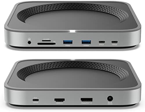 Докинг станция USB SENGTEK 10 gbps Mac Studio с пылевым филтър, USB 3.2 Gen2 USB-C и USB-A, корпус M. 2 NVMe /SATA SSD, пристанища 4K, HDMI и DP, слотове за SD и microSD