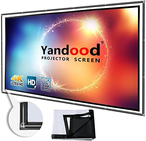 Прожекционен сгъваем екран Yandood 120 инча с Комбинирана референтна рамка, 16: 9 HD, 4K СЪС Защита От бръчките, Черна Подложка, Сребрист Преносим Прожекционен Екран Версия на 2022