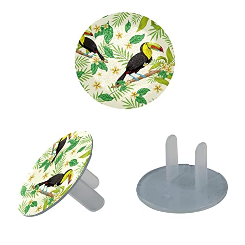 Капачки за контакти LAIYUHUA За защита от деца, 24 опаковки, Сигурна Защита От електрически свещи | Пластмасови капачки За контакти за безопасност на деца | Лесна инсталация Защита от удари - Tropical Leaves Birds