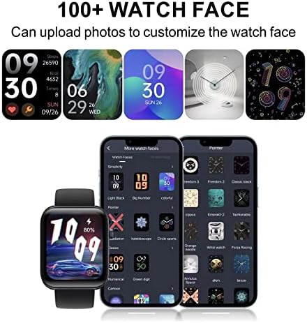 Смарт часовници GYMROAD за жени и мъже на базата на Android/iOS, 1,85 Bluetooth, пълен Сензорен екран, Отговорът /набиране /Текст, Водоустойчив/110 спортни режими / Монитор на сърдечната честота и на кислород в кръвта,