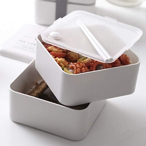 MGWYE White Insulated Lunch Box - Пластмасов Преносим Обяд-бокс за съхранение на продукти, лесен и модерен Дизайн