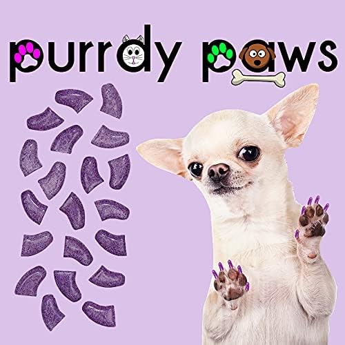 Меки капачки за кучешки нокти Purrdy Paws с лилаво голографическим блясък X-Small