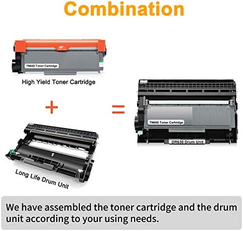 Съвместим тонер касета и смяна на барабана за Brother TN660 TN630 TN-630 DR630 за принтер MFC-L2700DW HL-L2300D HL-L2340DW HL-L2380DW DCP-L2540DW (1 черен тонер + 1 барабана)