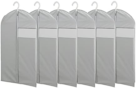 Чанти за дрехи за закачане на дрехи Лек Прозрачен чанта за костюм на пълна цип S размер ( 24 x 35 ), 6 броя, Сив
