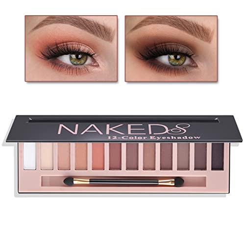 12 Цвят Matte Палитра сенки за очи Naked Палитра Сенки за очи Гол Brown Палитра Сенки за очи Shimmer Неутрална Палитра Сенки за очи с висока Пигментация, за грим Smokey Eye Момичета Жените Професионални Палитри за грим