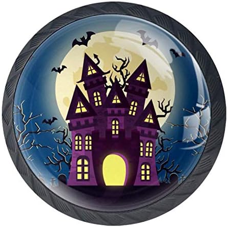 Идеален вариант за Хелоуин, в нощта на Луната, замък, дръжки на вратите на гардероба, химикалки, дърпане дръжка за тоалетна, разтегателен кабинет, 4 бр.