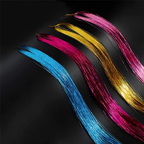 47 Инча За Удължаване на косата с инструменти, комплект за удължаване на косата с гирлянди, 13 цвята, 2700 кичура коса, Лъскава Блестяща коса с сърма (47 инча-опаковка от 1, 13 цвята)