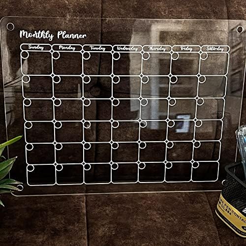 Месечни и Седмични Проектанти, Прозрачен комплект от 2 Дъски за сухо Изтриване, Декоративен Календар за хладилник, шкафове, чекмеджета, Многократно Планер, Акрилни букви Арт.