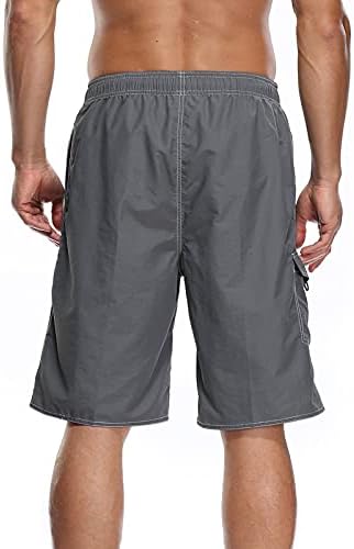 NIUQI/ Мъжки Обикновена Шорти-карго с Отстрочкой, бързо съхнещи Плажни Къси Панталони с много джобове