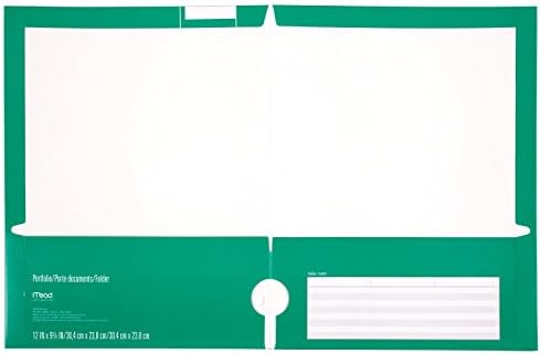 Mead 2 джоба папки, хартиени джоб папки, зелен, 8 опаковки (38567)