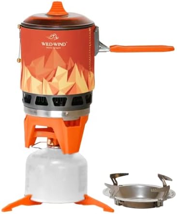 Система за приготвяне на храна на открито на печката WILD-WIND Star X3 за къмпинг и планинарство (0,8-1 л) Преносима Туризъм печка с Пьезоподжигом за тигани-Оранжев