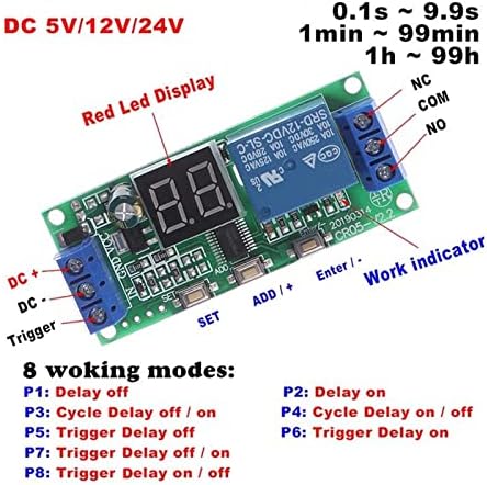 LIDON 1 бр. DC 5 v/12 v/24 В Многофункционален Цифров ключ време с безкрайно забавяне Таймер Релеен модул (Размер: 12)