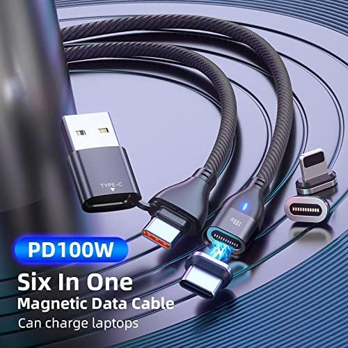 Кабел BoxWave е Съвместим с Corsair Game Capture HD60 S (кабел от BoxWave) - Кабел MagnetoSnap PD AllCharge мощност 100 W, кабел за зареждане Magnet PD мощност 100 W USB Type-C Micro USB - черен jet black