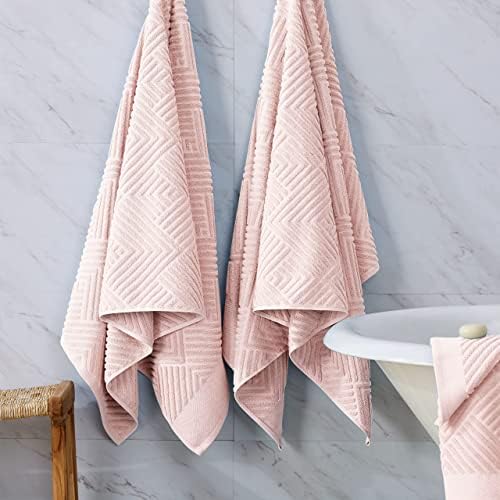 Набор от меки кърпи / хавлии NY Loft от памук | бързо съхнещи и добре абсорбиращи | Текстурирани Кърпи за ръце 16 x 28 | Brooklyn Collection (6 опаковки за кърпи за ръце, едва забележимо розово на цвят)