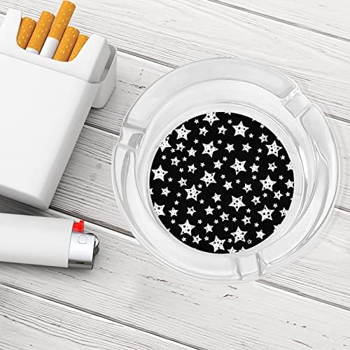 Черно-бял Звезден Модел С Красив Дизайн Пепелници от Дебело Стъкло Класически Кръгъл Мундщук за Цигари Офис Украса Начало на Работния Плот