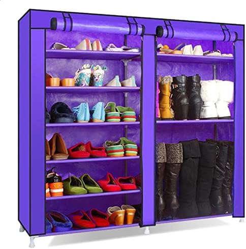 haillusty Стилно оформи вашата обувки с помощта на Виолетовия шкаф за съхранение на обувки със собствените си ръце - Двухрядная Цветни мебели с 9 решетките за организиране на гардероба